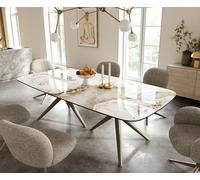 Table à manger Edge Boot 240x120 cm Céramique Minas Melange Blanc-Beige Estelar rond Métal Finition effet Titan