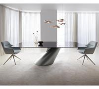 Table à manger Edge Boot 240x120 verre en relief noir 3D-Design Cono métallique argent