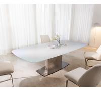 Table à manger Edge Boot 240x120 verre en relief Perlmutt 3D-Design Wave acier inoxydable