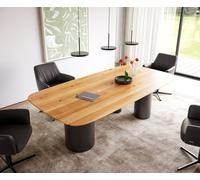 Table à manger Edge Boot 240x120x2,5-3 chêne naturee Troa métal noir bord suisse