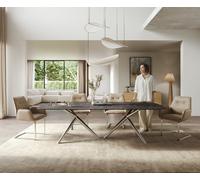 Table à manger Edge Boot 260x120 cm Céramique Laminam® Nero Greco Anthracite Estelar rond Acier inoxydable