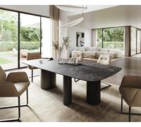 Table à manger Edge Boot 260x120 cm Céramique Laminam® Nero Greco Anthracite Troa Métal Noir