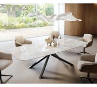 Table à manger Edge Boot 270x120 cm Céramique Iris FMG Onice Grigio piètement en croix Rectangle Noir