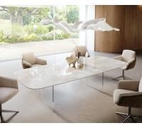 Table à manger Edge Boot 270x120 cm Céramique Iris FMG Onice Grigio piètement en verre