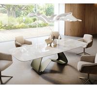 Table à manger Edge Boot 270x120 cm Céramique Iris FMG Onice Grigio piètement en W Métal Finition effet Titan