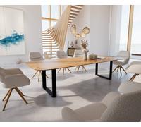 Table à manger Edge Boot 300x120 chêne nature patin noir bord suisse