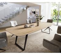Table à manger Edge Boot 300x120 cm Céramique Laminam® Sabbia Eichefarbig Métal Schräg Noir