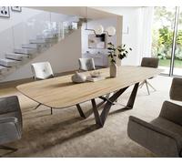 Table à manger Edge Boot 300x120 cm Céramique Laminam® Sabbia Eichefarbig Spider Flachstahl Acier inoxydable Graphite