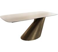 Table à manger Edge Boot céramique Laminam®Travertino Bianco crème-blanc