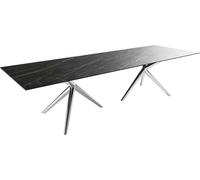 Table à Manger Edge Céramique Laminam®Noir Desir Marron 300x100 Estelar Rond Acier Inoxydable