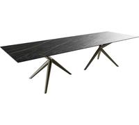 Table à Manger Edge Céramique Laminam®Noir Desir Marron 300x100 Estelar Rond Métal Finition à Effet Titane