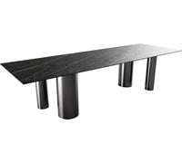 Table à Manger Edge Céramique Laminam®Noir Desir Marron 300x100 Pilier Acier Inoxydable Graphite