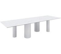 Table à manger Edge 300x100 Céramique Laminam®Statuarietto Blanc Pilier Métal Blanc