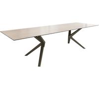 Table à manger Edge céramique Laminam®Travertino Bianco crème-blanc 300x100