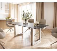 Table-à-manger Edge forme Boot 200x100 céramique Laminam® noir desir brun inox large