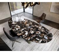 Table à manger Edge Oval 280x130 Céramique Iris FMG Agatablack Troa Métal Effet Titane