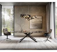 Table à manger Edge Oval 280x130 cm Céramique Iris FMG Agatablack piètement en croix Rectangle Noir
