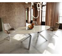 Table à manger Edge Ovale 220x120 Céramique Iris FMG Onice Oro Lucidato Nature? Zenthara anguleux Acier inoxydable