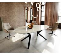 Table à manger Edge Ovale 220x120 Céramique Iris FMG Onice Oro Zenthara anguleux Métal Noir