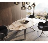 Table à manger Edge Ovale 220x120 Céramique Iris FMG Patagonia Lappato Zenthara anguleux Acier inoxydable