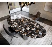 Table à manger Edge Ovale 280x130 Céramique Iris FMG Agatablack Pilier Acier inoxydable Graphite