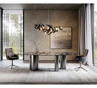 Table à manger Edge Ovale 280x130 Céramique Iris FMG Agatablack Troa Acier inoxydable Graphite