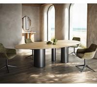 Table à manger Edge Ovale 280x130 Céramique Laminam® Sabbia Couleur chêne Troa Acier inoxydable Graphite