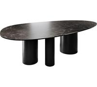 Table à manger Edge ovale céramique Laminam® Nero Greco anthracite 220x120 | Troa métal noir