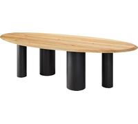 Table à Manger Edge Ovale chêne Nature 280x130x2,5 Pilier métal Noir Flow-Edge