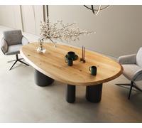 Table à manger Edge ovalee 220x120x2,5 chêne naturee Troa métal noir Flow-Edge
