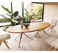 DeLife Table à Manger Edge Ovale chêne Nature 280x130x2,5 Estelar Rond Acier Inoxydable Flow-Edge