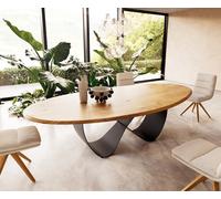 Table à manger Edge ovalee 280x130x2,5 chêne naturee Infinity métal noir Flow-Edge