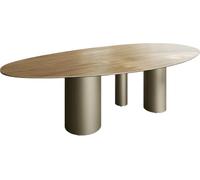 Table à manger Edge Ovalee Céramique Laminam® Sabbia Couleur chêne 280x130