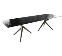 Table à Manger Edge Verre en Relief Noir 3D-Design 300x100 Estelar Rond Métal Finition à Effet Titane
