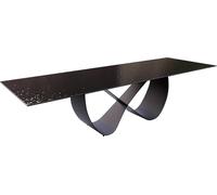 Table à Manger Edge Verre en Relief Noir fumé Design 3D 300x100 Infinity métal Noir
