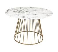 Atmosphera Table à manger Rayo blanc effet marbre doré D120 cm