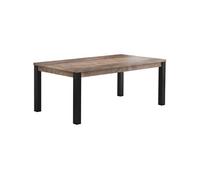 Table a manger EMILE 10 personnes - Mélamine chene brun tabac et noir mat - L200 x P100 x H77 cm - TRENDTEAM