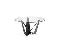 Table à manger en acier noir et verre 1045.01, Ø150 x 75 cm. -