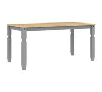 Table à manger en bois massif Corona - Gris - 160 x 80 x 75 cm - En pin avec finition cire miel - Durable et respectueuse de l'environnement - Pour salon et salle à manger
