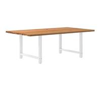 Table à manger en bois massif de chêne, 220 x 120 x 74 cm, finement poncée et laquée clairement, parfaite pour les familles et les grandes pièces, durable et élégante