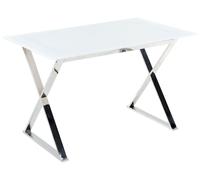 Table à manger en verre et acier blanc et argenté ATTICA