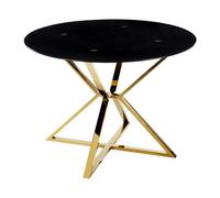 Table à manger en verre et acier noir et doré BOSCO