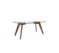 Table à manger en verre trempé et bois 1031.01, 160 x 95 x 76 cm. -