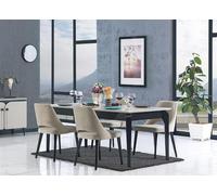 Table à manger Ensemble de salle à manger Chaises rembourrées Table + 4 x chaises inclinables Set de salle à manger