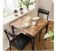 Table à manger et 2 chaise Ensemble 3 pièces - carrée - en MDF et métal Marron