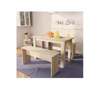 vidaXL Table de salle à manger et bancs 3 pcs Aggloméré Chêne