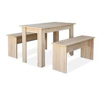 Vidaxl Table De Salle À Manger Et Bancs 3 Pcs Aggloméré Chêne