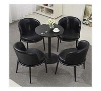 Table à manger et chaise combinaison simple bureau table de réception maison balcon salon table de loisirs 60 cm bois massif rond (couleur : noir 1) (noir 2)