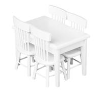Table à Manger et Chaise pour Maison de poupée, 5 pièces/Ensemble, modèle Miniature à Monter soi-même, Bureau rectangulaire Blanc pour décoration de Meubles Maison poupée, échelle 1:12