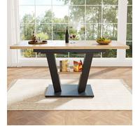 Table à manger Extensible 118-157×70×75 cm, 6 à 8 personnes, ton bois noir panneau MDF, design moderne gain de place salle à manger